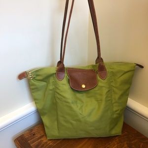 Green Longchamp tote
